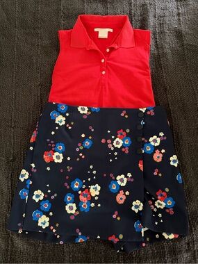 Tory Sport Navy Blue Floral Skort